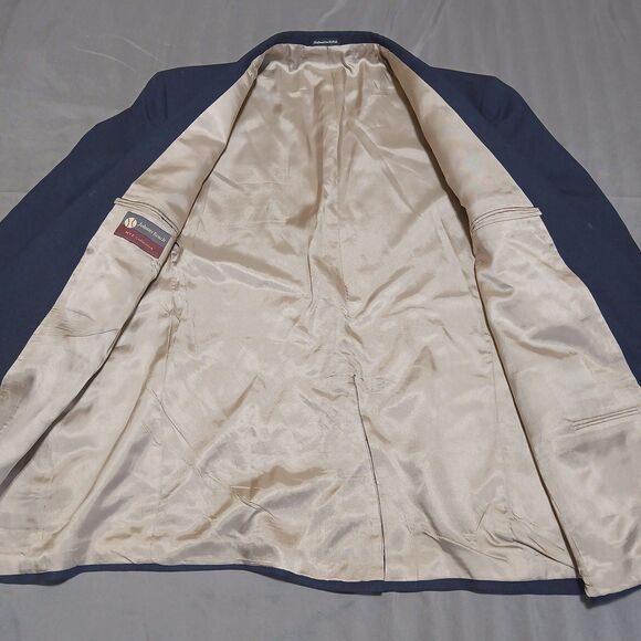 Mens 48R Navy Gold 2 Button Blazer Sport Coat Johnny Bench MVP USA Preppy Formal - Picture 3 of 15